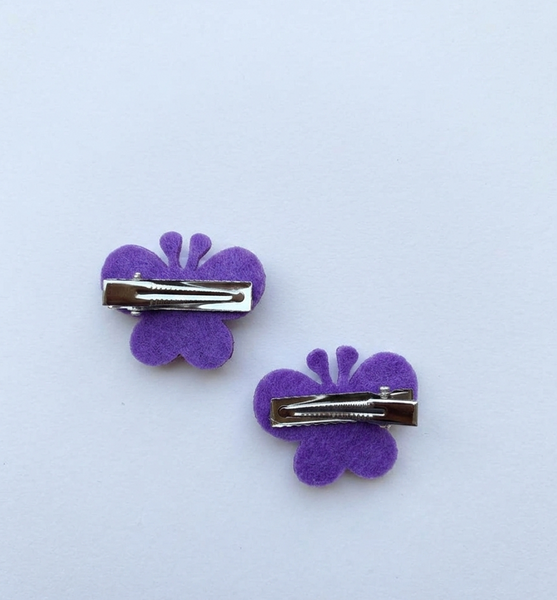 Set Of 2 Butterfly and Pearl Alligator Clip- Purple
