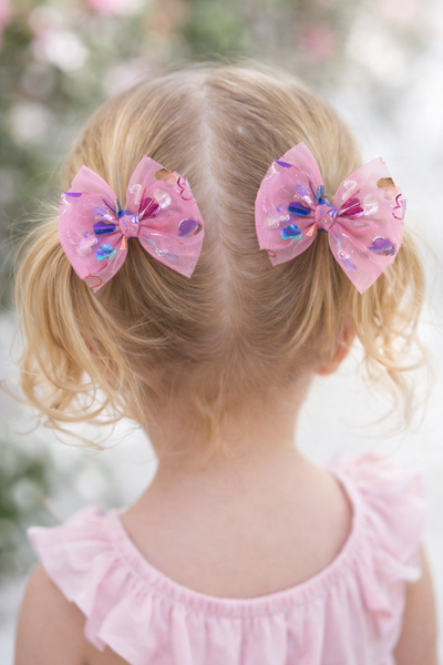 Set of 2 Glitter Love Alligator Clips – Pink