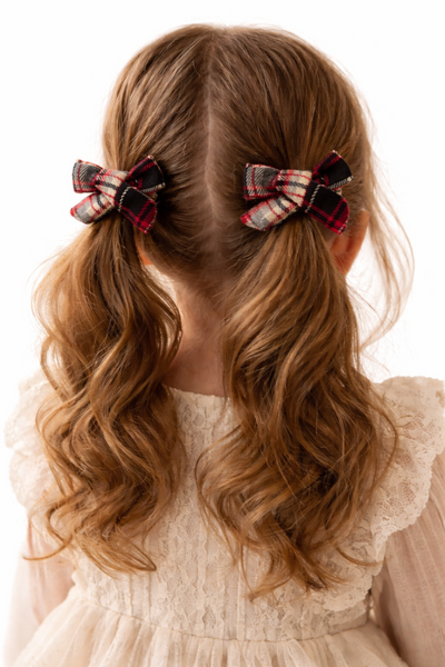 Set of 2 Plaid Knot Bow Alligator Clips – Multicolor