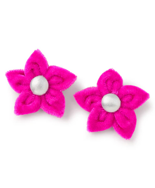Set Of 2 Velvet Flower Alligator Clip- Pink