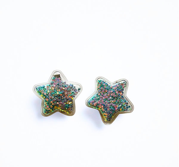 Set of 2 Sparkle filled Star Alligator Clip- Blue