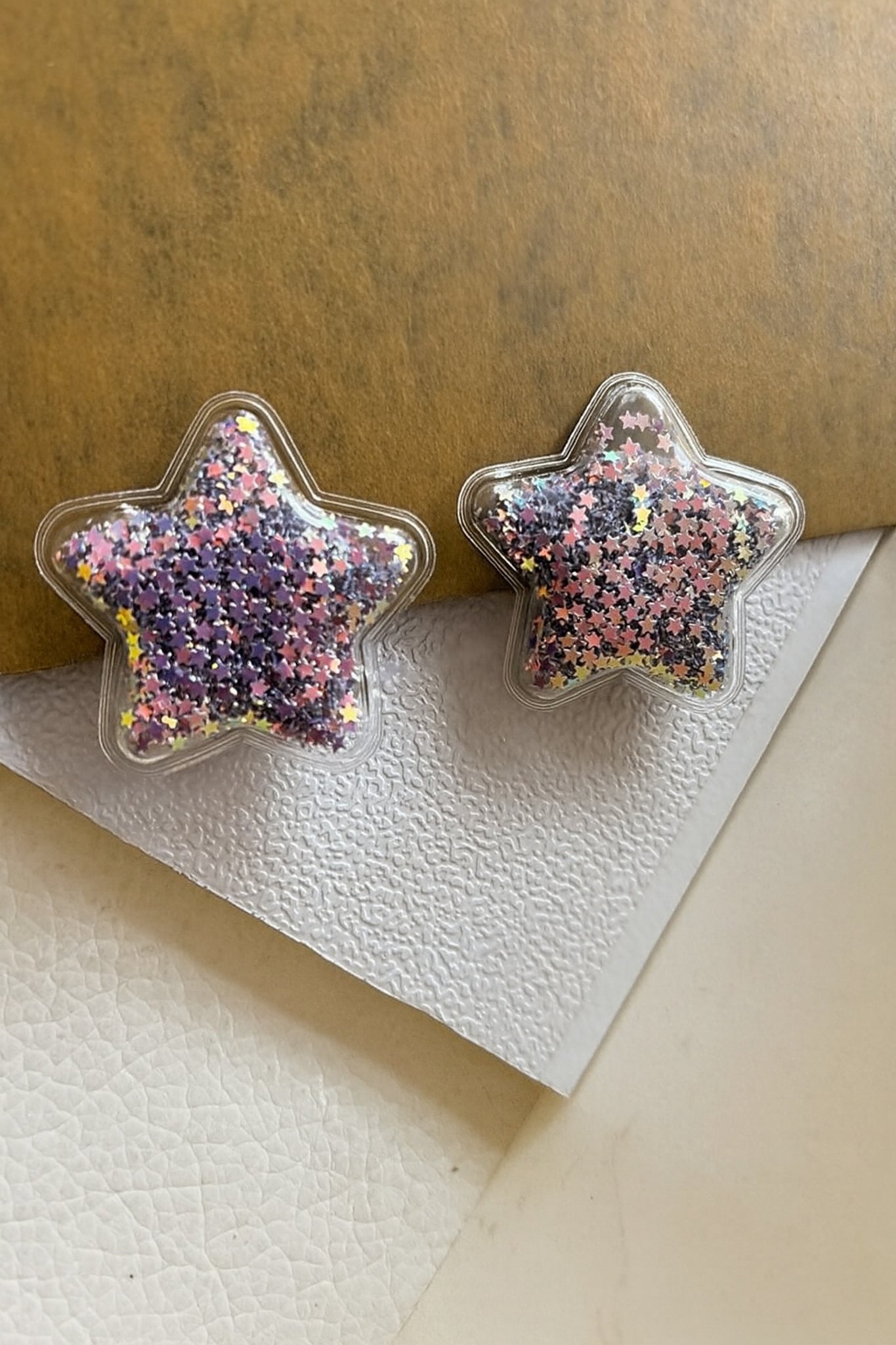 Set of 2 Sparkle filled Star Alligator Clip- Purple