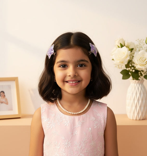 Set of 2 Sparkle filled Star Alligator Clip- Purple