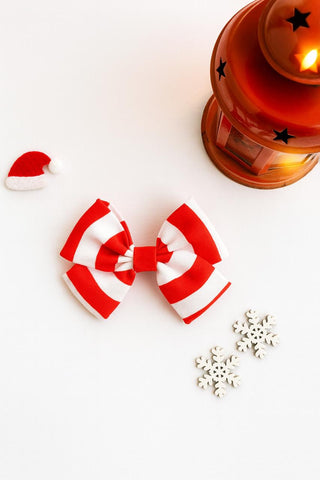 Christmas Candy Cane Bow Alligator Clip- Multicolor
