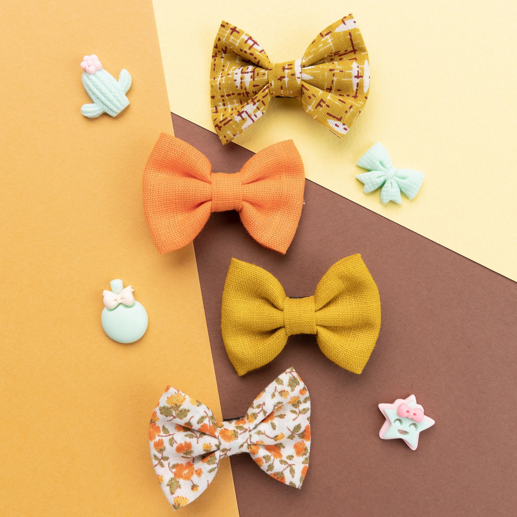 Alligator Hair Clips- Orange, Mustard & Floral