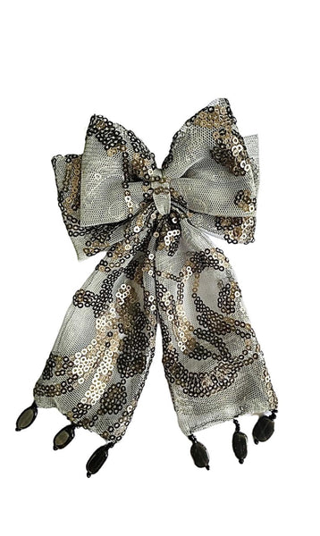 Party Wear Designer Pearl Bow Alligator clip- Grey