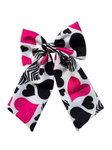 Big Hearts Bow Alligator Clip- White