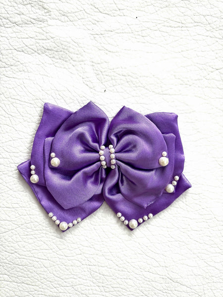 Satin Pearl Alligator clip- Lavender