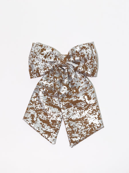 Oversized Sailor Bow Headband- Silver & Olive