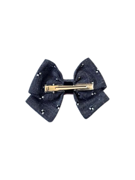 Indigo Denim Butterfly Clip- Grey