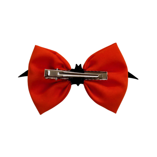 Halloween Alligator Clip Bat School Bow – Orange