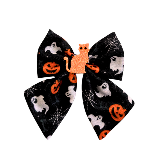 Halloween Alligator Clip Cat Bow- Black