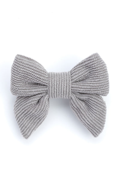 Corduroy Sailor Bow Alligator Hair Clip- Gray