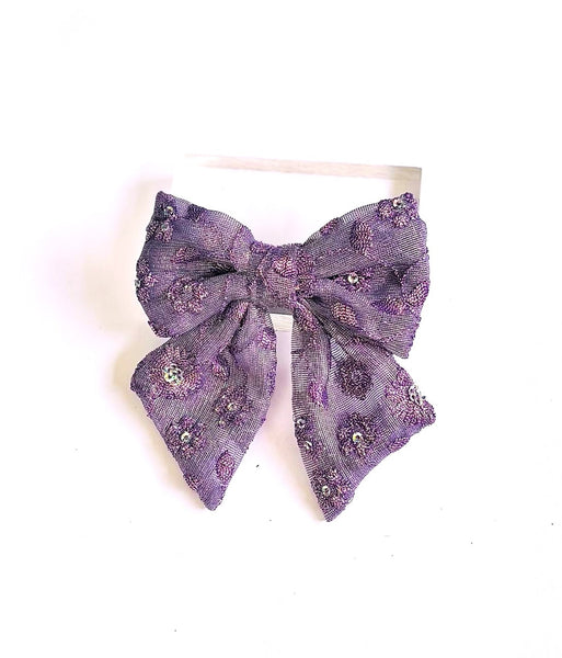 Party Wear Sequin Bow Alligator clip- Purple