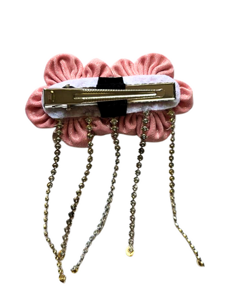 Girls Two Flower Golden Center Alligator Clip- Peach