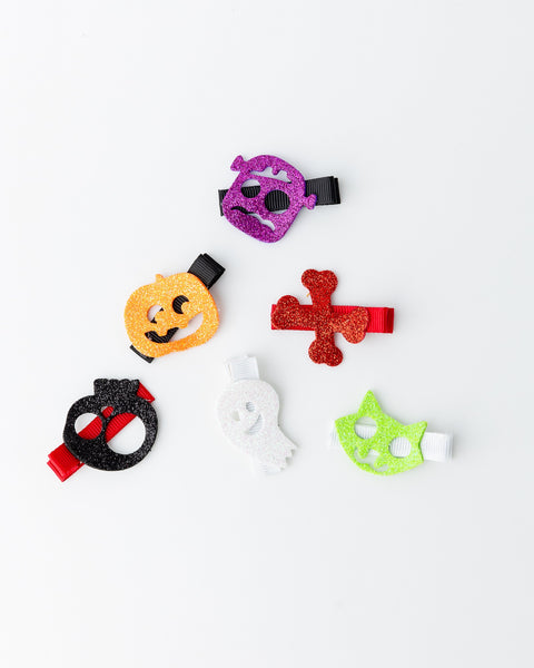 Halloween Set of 6 Alligator Hair Clips- Multi-colored