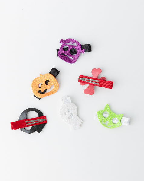 Halloween Set of 6 Alligator Hair Clips- Multi-colored