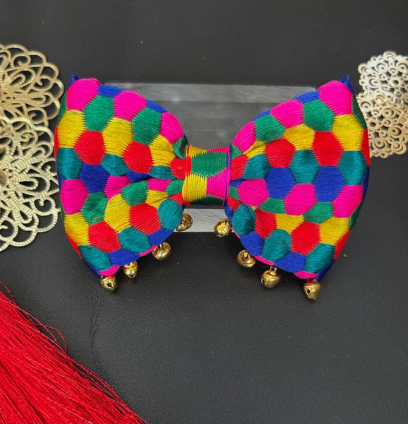Durga Puja Colorful Bow Alligator Clip- Multicolor