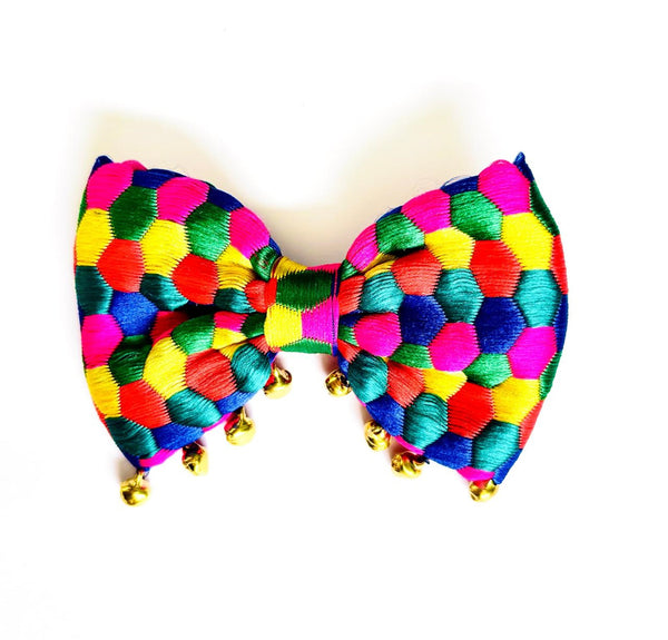 Durga Puja Colorful Bow Alligator Clip- Multicolor