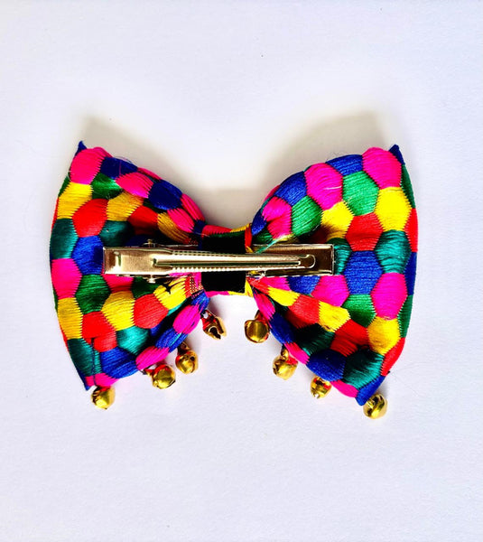 Durga Puja Colorful Bow Alligator Clip- Multicolor