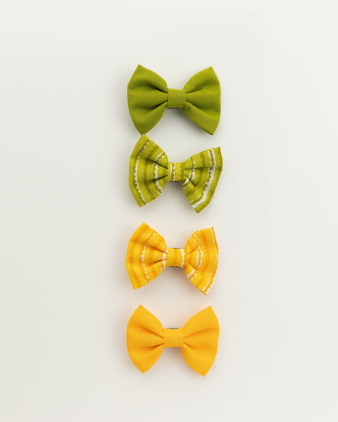 Set of 4 Ethnic Alligator Hair Clips- Yellow & Green