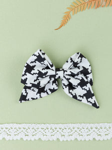 Abstract Printed School Bow Alligator Hair Clip- Black & White