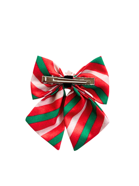 Christmas Pearl and Snowflake Embellished Bow Alligator Clip- Multicolor