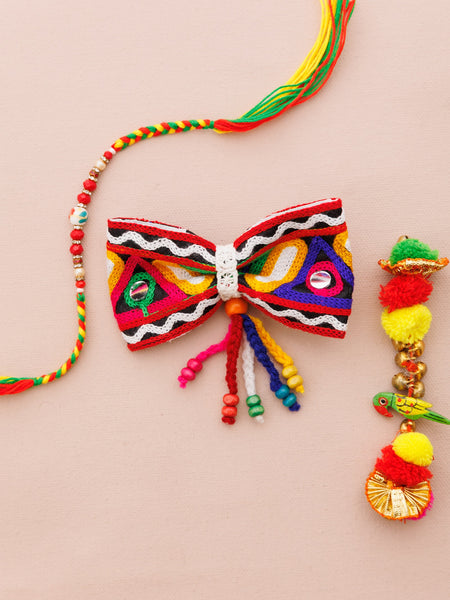 Navratra Pigtail with tassels Alligator Clip- Multicolor
