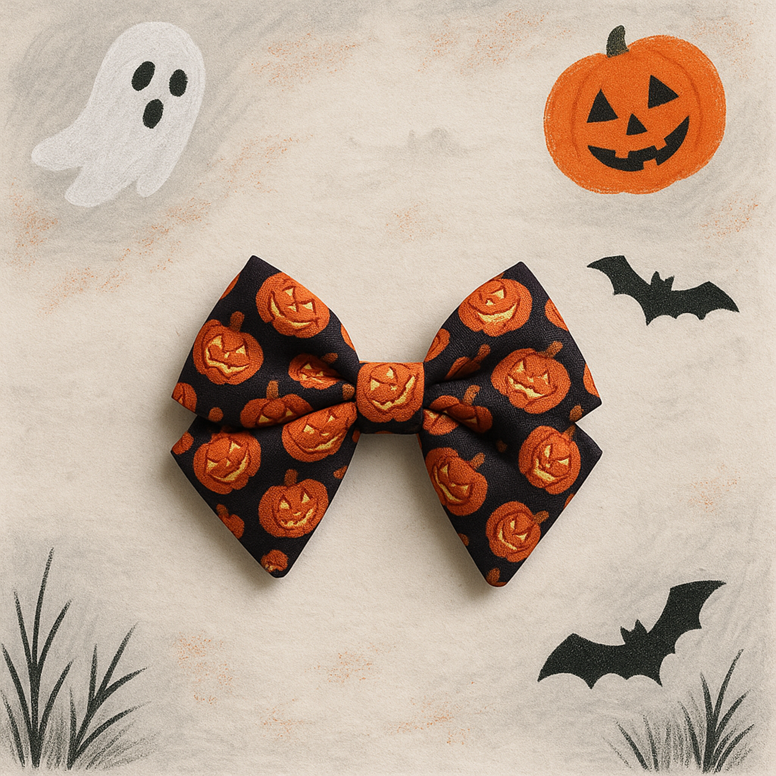 Halloween Alligator Clip School Bow- Orange