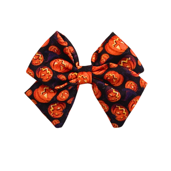 Halloween Alligator Clip School Bow- Orange