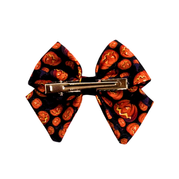 Halloween Alligator Clip School Bow- Orange