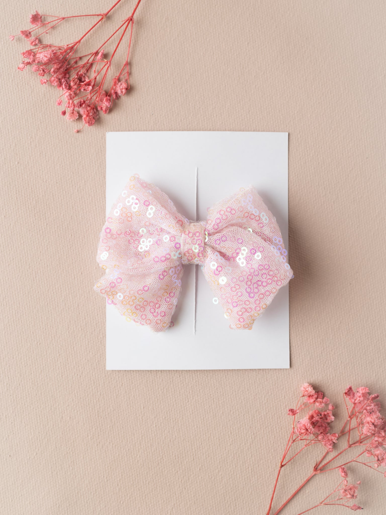 Girls  Sequin Embellished Alligator Hair Clip- Light Pink