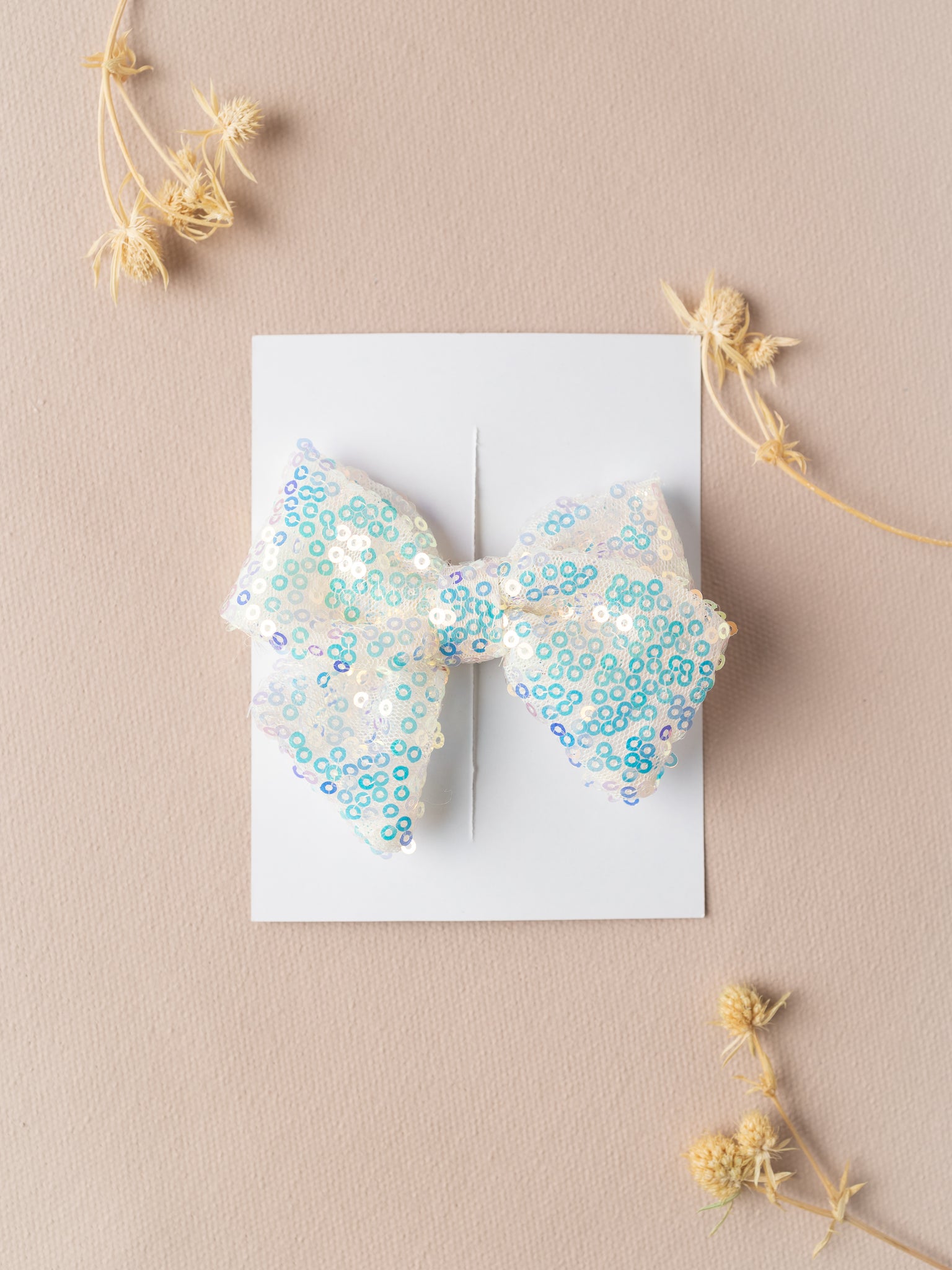 Girls  Sequin Embellished Alligator Hair Clip- Offwhite