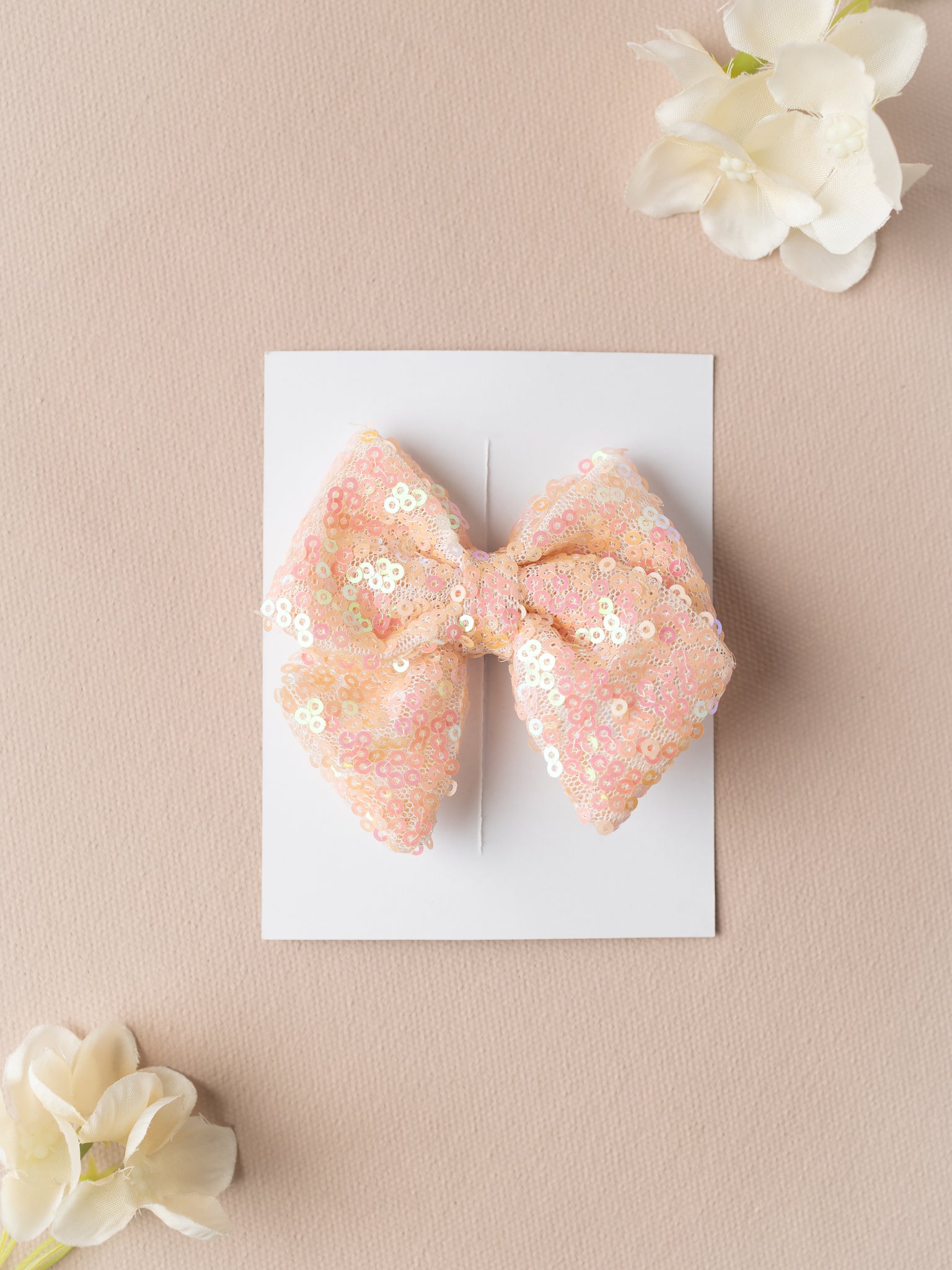 Girls  Sequin Embellished Alligator Hair Clip- Peach