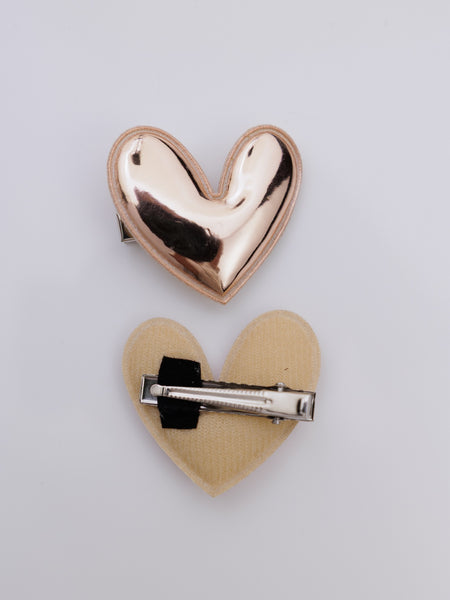 Set of 2 Heart of Chrome Alligator Hair Clips- Champagne