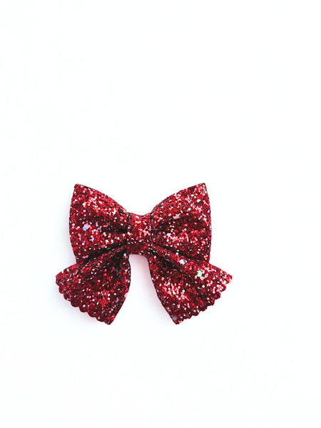 Christmas Party Sparkle Bow Alligator Clip- Red