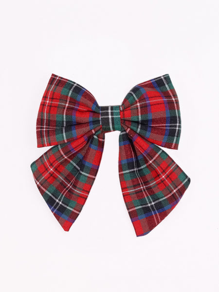 Checked Sailor Bow Alligator Clip- Red & Green