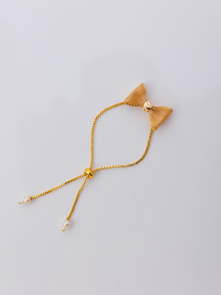 Princess Bow Adjustable Chain Bracelet - Gold