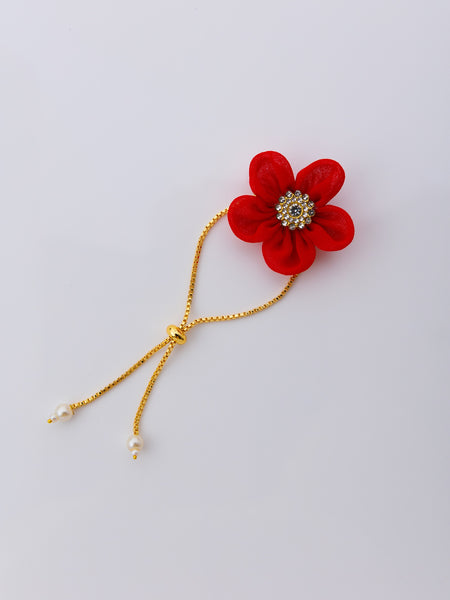 Angel's Kiss Flower Adjustable Chain Bracelet - Red