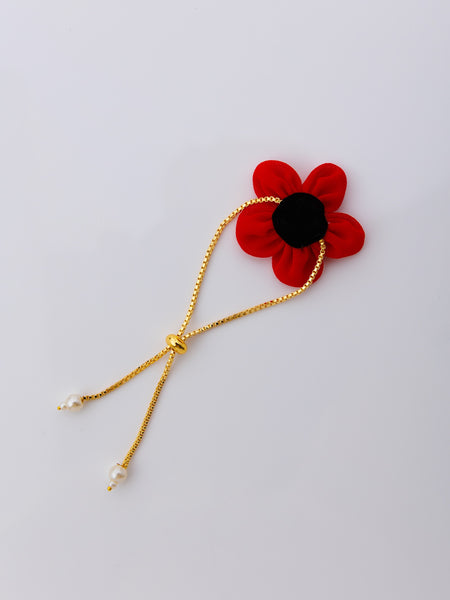 Angel's Kiss Flower Adjustable Chain Bracelet - Red