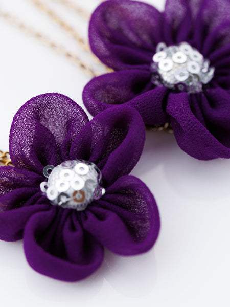 Mother & Daughter Duo Chain Bracelet with vibrant flower and Sequence Center - Purple