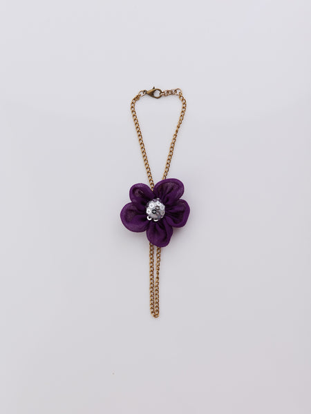 Chain Bracelet with vibrant flower and Sequence Center- Purple