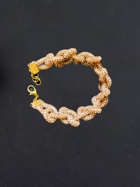 Princess Stone Twisted Bracelet- Rose Gold