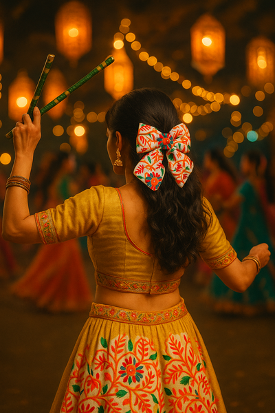 Garba Big Bow Alligator Clip- Multicolor