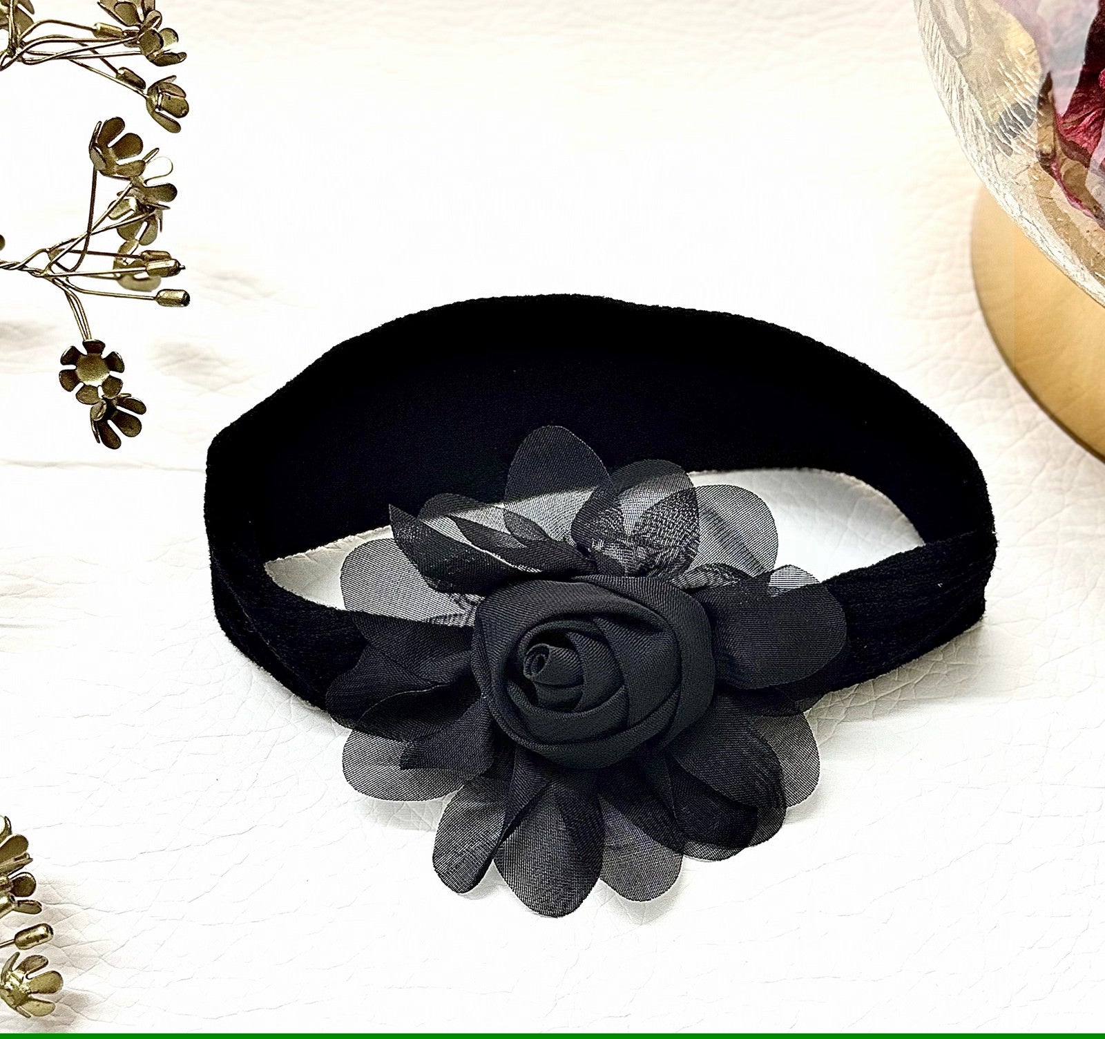 Chic Floral Baby Headband- Black