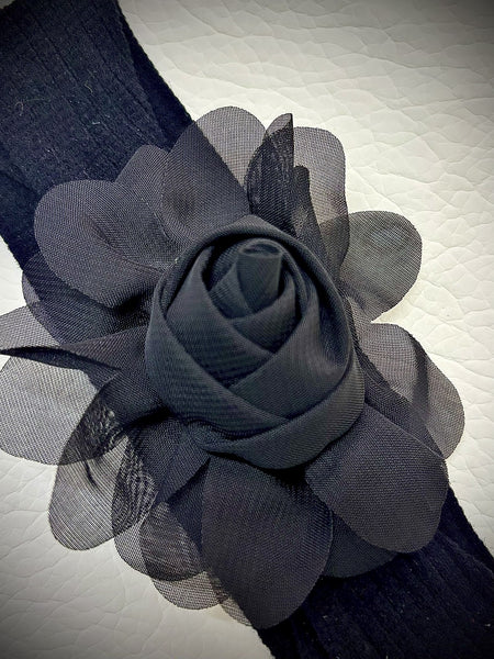 Chic Floral Baby Headband- Black