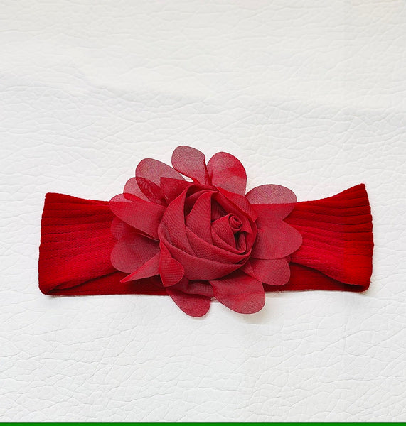 Chic Floral Baby Headband- Red