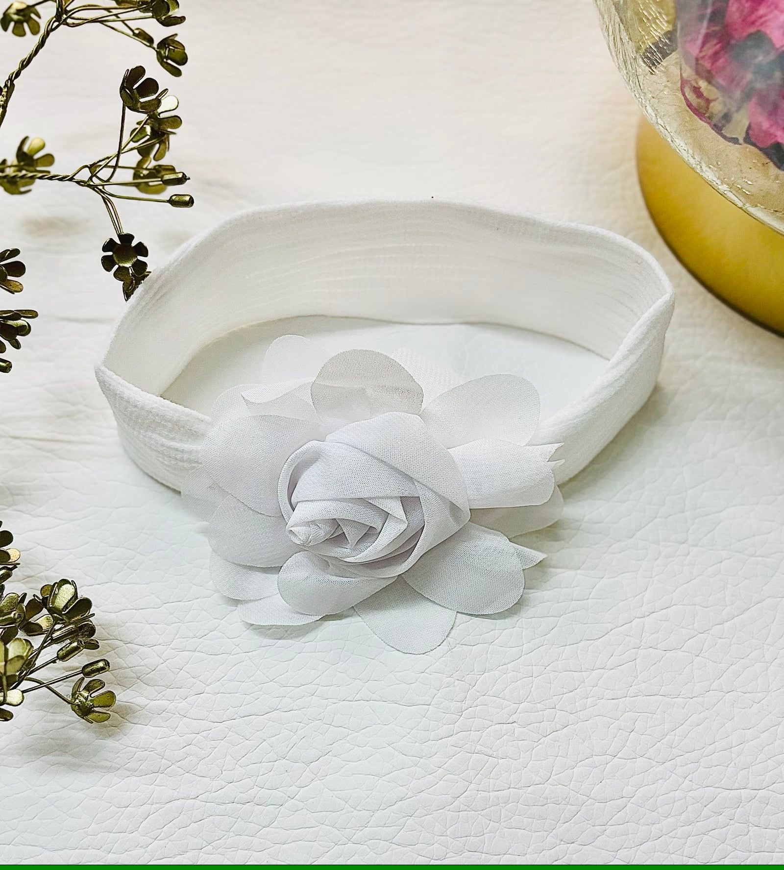 Chic Floral Baby Headband- White