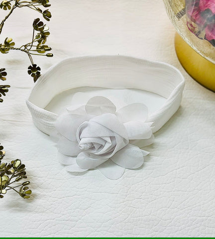 Chic Floral Baby Headband- White