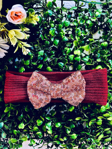 Festive Sequin Baby Headband- Maroon